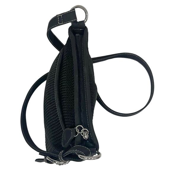 The Sak Purse Black Crochet Crossbody Bag Classic  Slim Zipper 7x7” Style 4516 - Picture 8 of 13